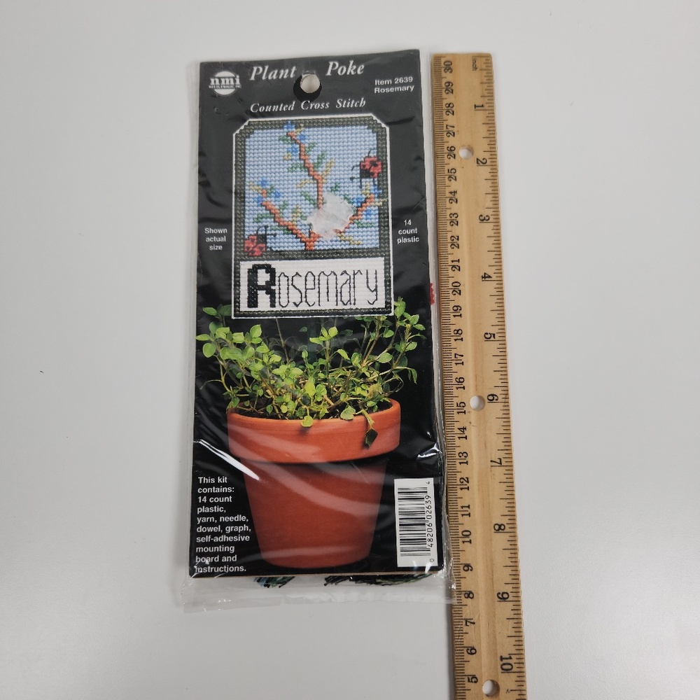 Vintage Counted Cross-Stitch Kit Plant Poke by NeedleMagic- Rosemary Herb